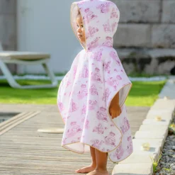 Poncho pour bébé Jouy rose