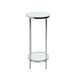 Porte plante en métal chromé et étagères en verre miroir