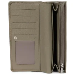 Portefeuille long Stop RFID MIRABELLE Olive en cuir Kaye