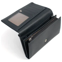 Portefeuille long Stop RFID MIRABELLE Bleu pétrole en cuir Liz