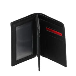 Portefeuille noir en cuir véritable