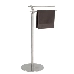 Porte-serviettes avec 2 tringles et pied en Inox massif Argenté