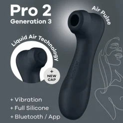 Pro 2 Génération 3 Air pluse Connect App et vibration - Noir Satisfyer