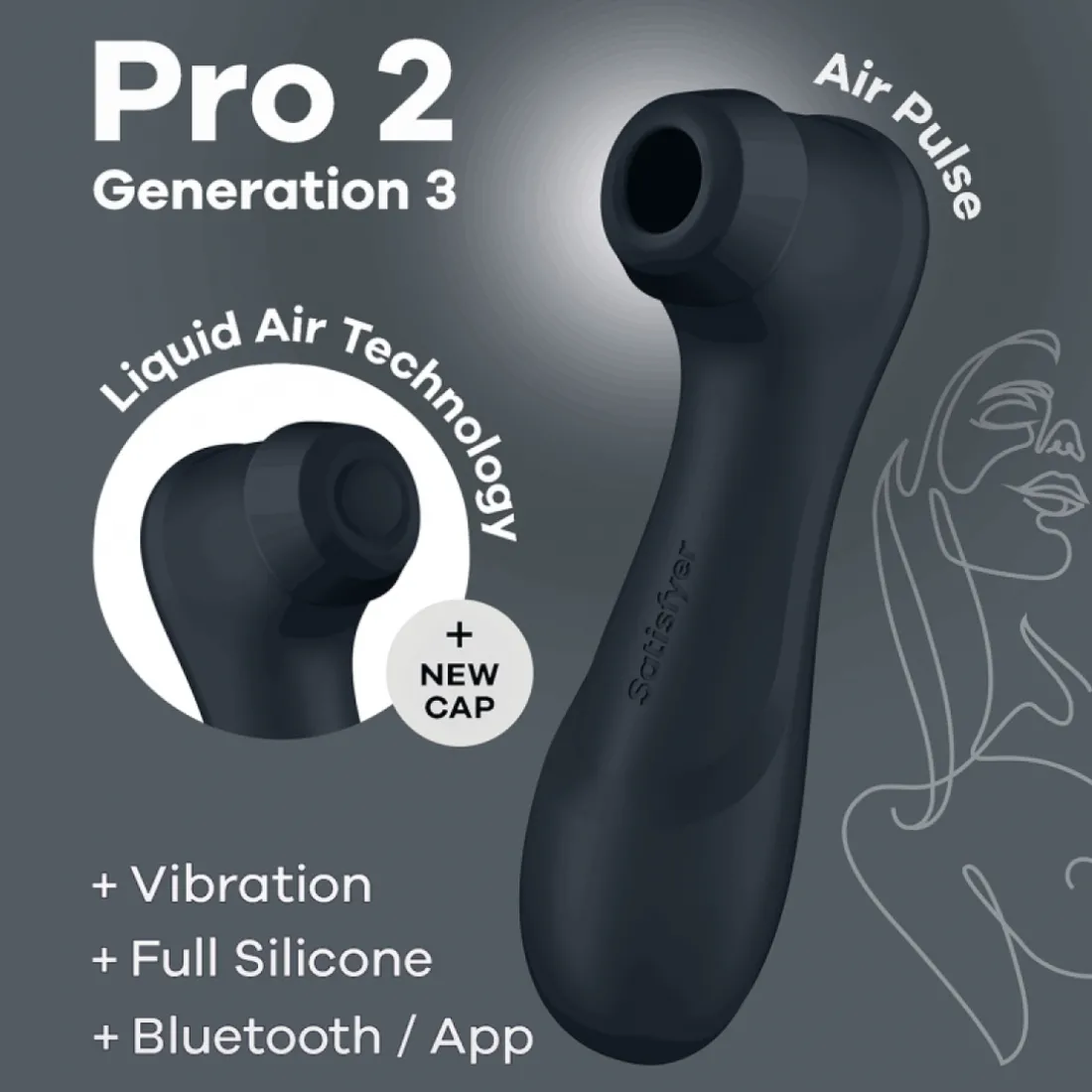 Pro 2 Génération 3 Air pluse Connect App et vibration - Noir Satisfyer