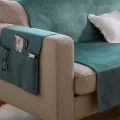 Protège canapé WHISPER 110x140 bleu artic