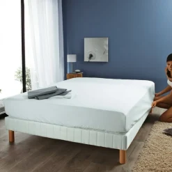 Protège-matelas forme drap-housse SELENIA en jersey extensible - Blanc
