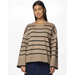 Pull à maille en viscose Mathilde rayures gris Ria