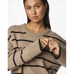 Pull à maille en viscose Mathilde rayures gris Ria