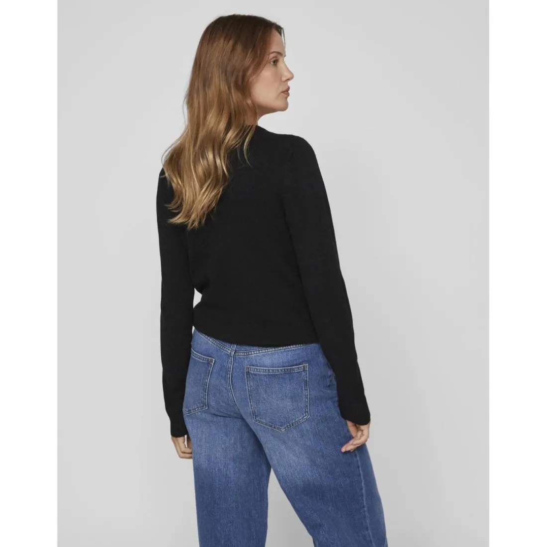 Pull col en v épaules tombantes noir