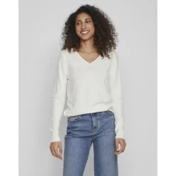 Pull col en v épaules tombantes blanc