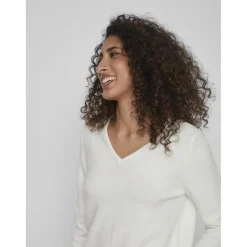 Pull col en v épaules tombantes blanc