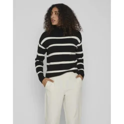 Pull col haut noir en viscose Emma