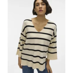 Pull en maille col en v gris clair