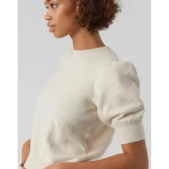 Pull en maille Col rond Manches 2/4 beige gris