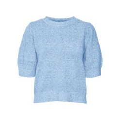 Pull en maille Col rond Manches 2/4 bleu