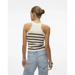 Pull en maille col rond sans manches gris Tia