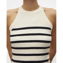 Pull en maille col rond sans manches gris Tia