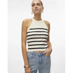 Pull en maille col rond sans manches gris Tia