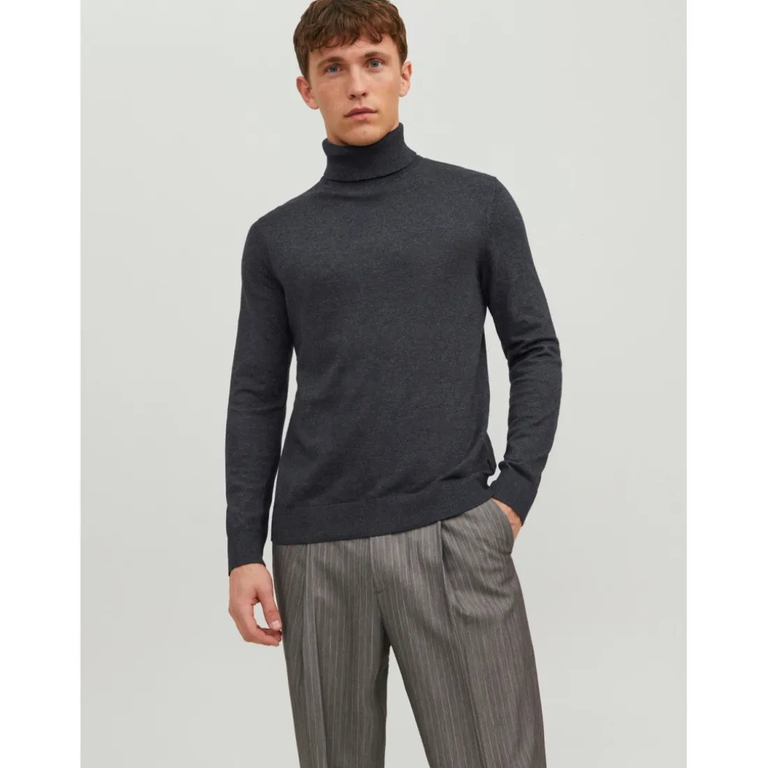 Pull en maille Col tortue Manches longues Gris Foncé
