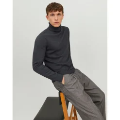Pull en maille Col tortue Manches longues Gris Foncé