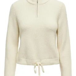 Pull en maille col zippé Felicia blanc cassé en viscose Ines