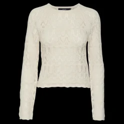 Pull en maille court col rond manches longues gris Ella