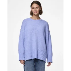 Pull en maille manches longues bleu Leah