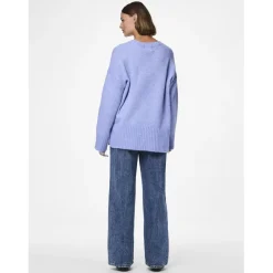 Pull en maille manches longues bleu Leah