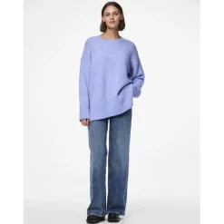 Pull en maille manches longues bleu Leah