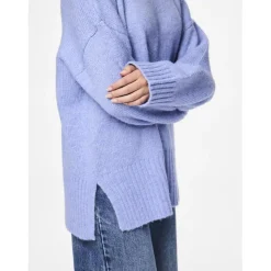 Pull en maille manches longues bleu Leah