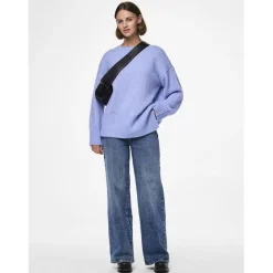Pull en maille manches longues bleu Leah