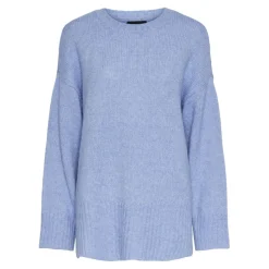 Pull en maille manches longues bleu Leah