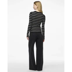 Pull en maille viscose Crista à rayures noir en viscose Fleur