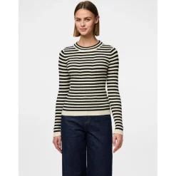 Pull en maille viscose Crista à rayures noir Amy