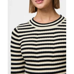 Pull en maille viscose Crista à rayures noir Amy