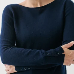 Pull femme bleu marine en cachemire