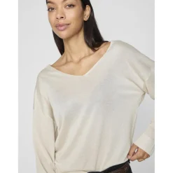 Pull manches longues col en V Novy marron Ula