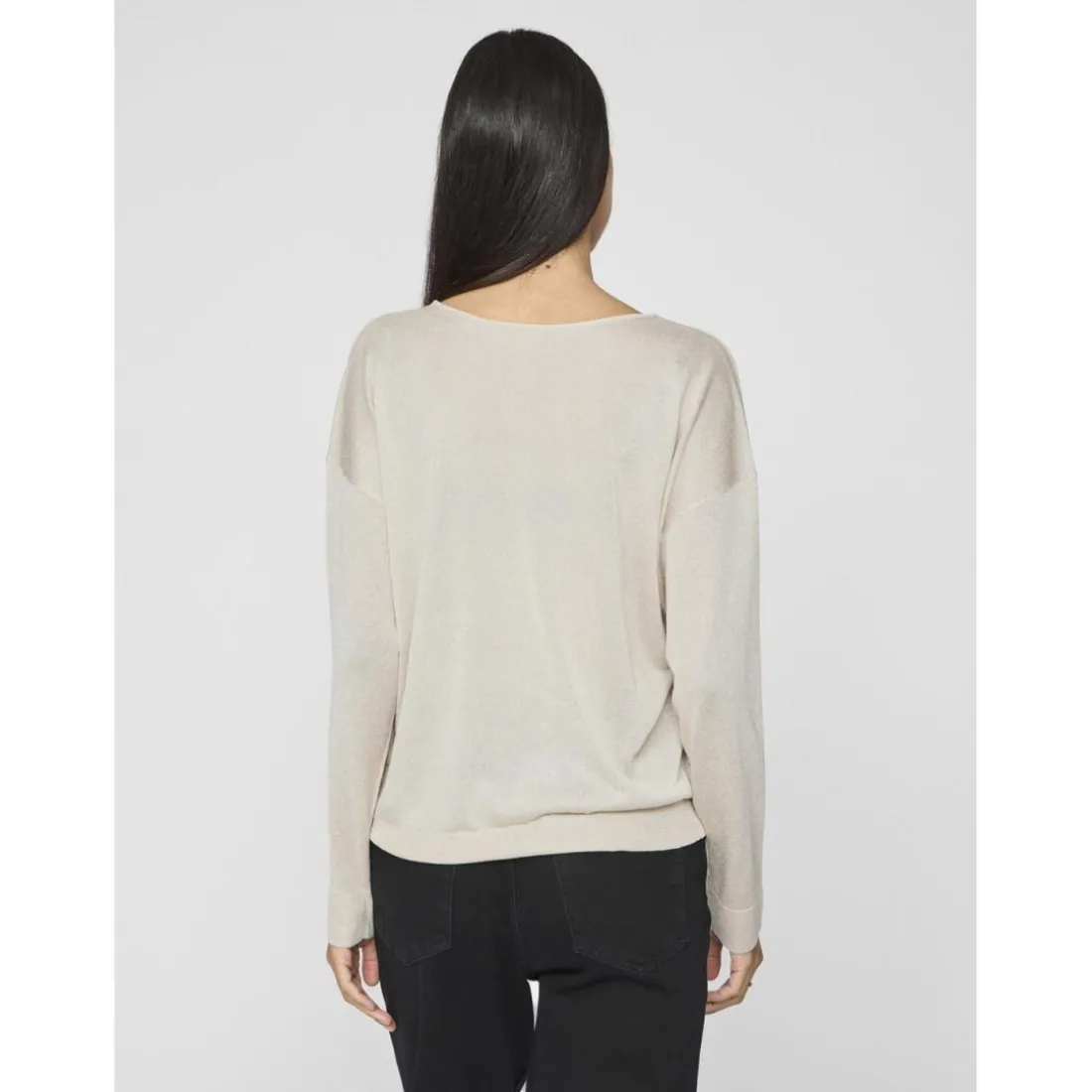 Pull manches longues col en V Novy marron Ula