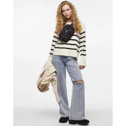 Pull over manches longues Sia blanc en viscose Lucy