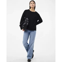 Pull over manches longues en viscose Sia noir Mae
