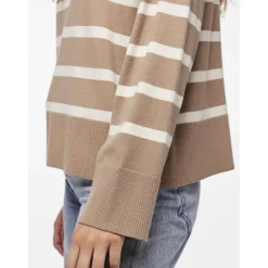 Pull over manches longues Sia marron en viscose Rhea