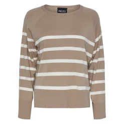 Pull over manches longues Sia marron en viscose Rhea