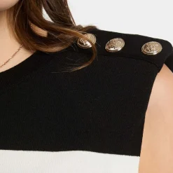Pull sans manches femme noir en viscose