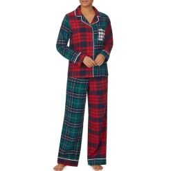 Pyjama avec un pantalon et haut manches longues bleu canard en coton