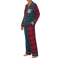 Pyjama avec un pantalon et haut manches longues bleu canard en coton