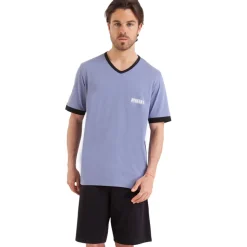 Pyjama court col V homme Ecopack Construction Athena gris en coton