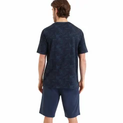 Pyjama court Easy Print bleu en coton pour homme