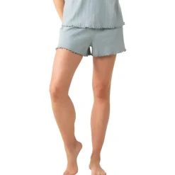 Pyjama court femme Confort Maille Athena bleu en coton