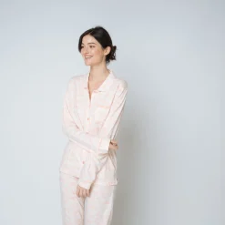 Pyjama deux pièces imprimé Coton Femme rose