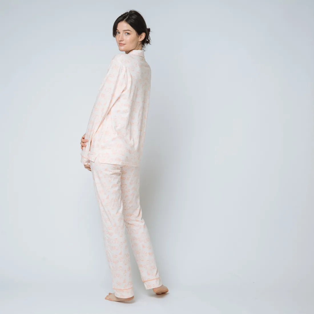 Pyjama deux pièces imprimé Coton Femme rose